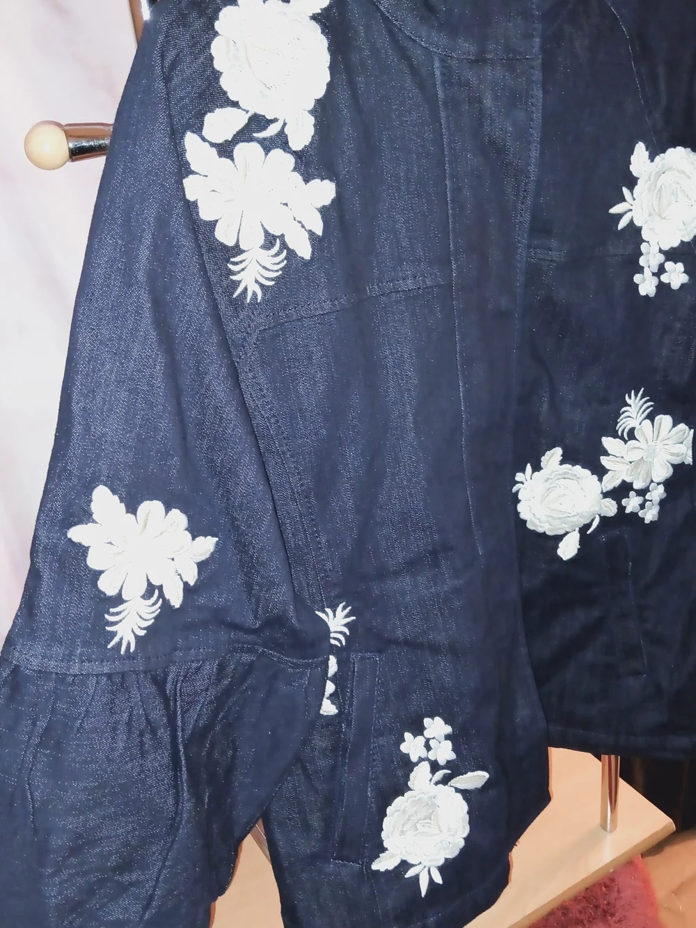 Banana Republic Denim And Embroidery Flower Jacket Sz Large